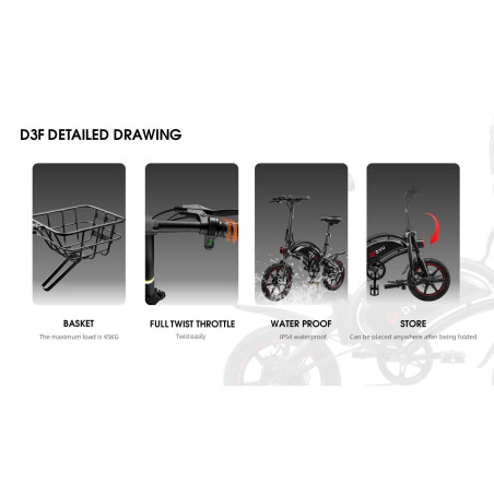 DYU D3F e-bike Elektrische vouwfiets